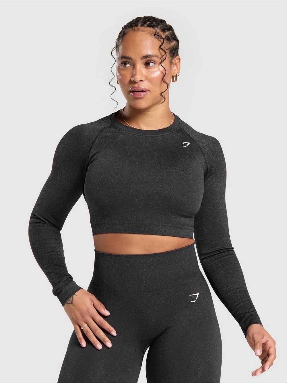 Gymshark Black Adapt Camo Seamless Lace Up Back Cropped Top Size Medium